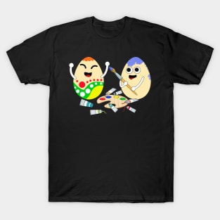 Cute Eggs Painting Happy Easter T-Shirt Boys Girls Kids T-Shirt